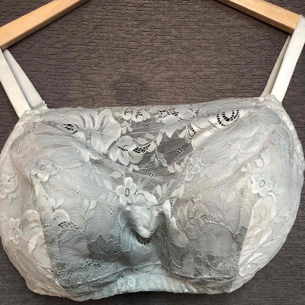 Comfort Choice Light Grey Satin Lace Adjustable Straps Bra Womens Size 40DD